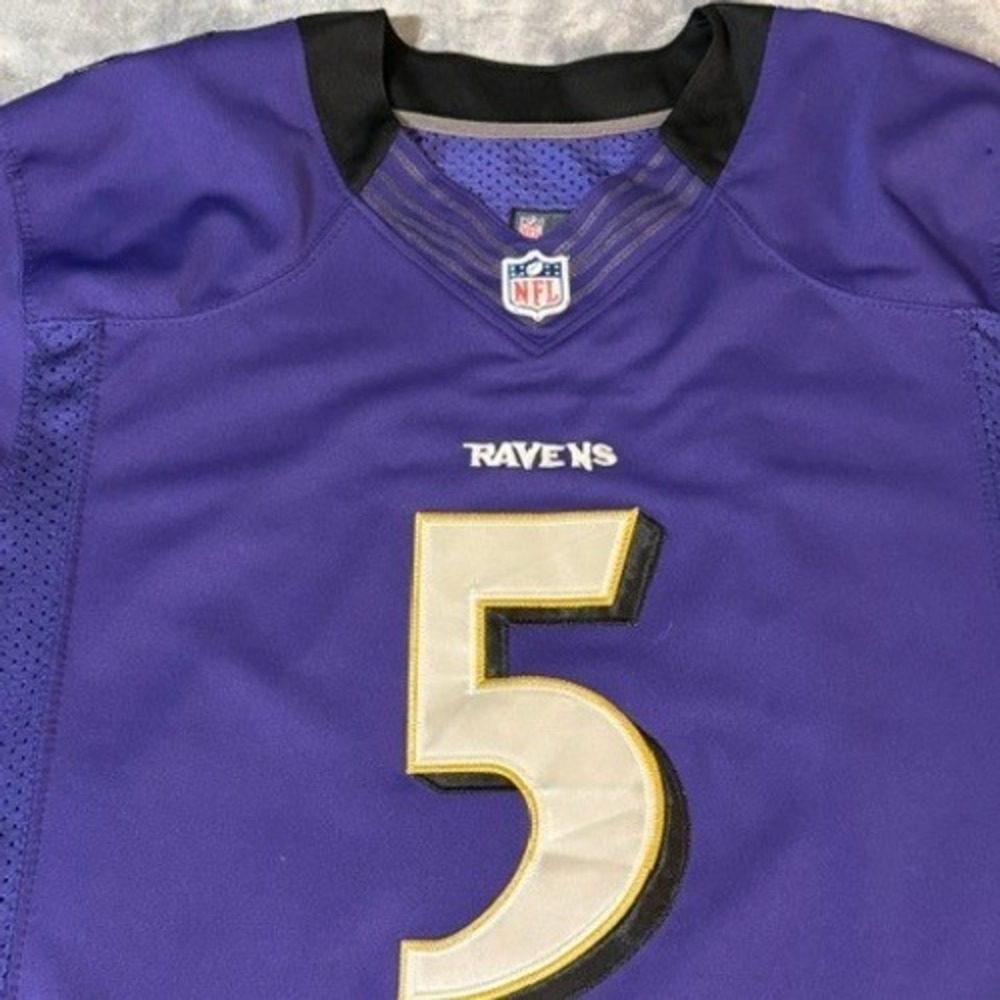 Nike Baltimore Ravens Joe Flacco 5 Jersey Mens 48 Purple Stitched NFL On Field